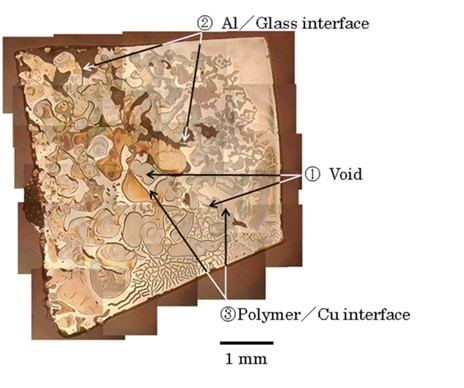剥離後の基板表面の光学顕微鏡写真