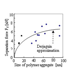 高分子集合体のサイズとマニピュレーション荷重との関係